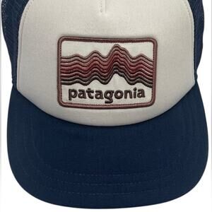 Patagonia Navy W Cream Logo WorkWear Truckers Ball Cap NWOT OS